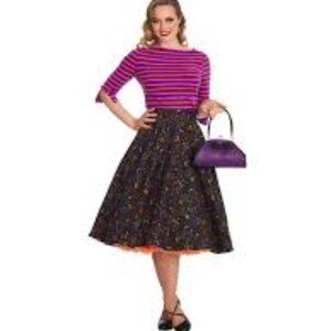 Banned Retro/Royal Monk All Hallows Cat Swing Skirt